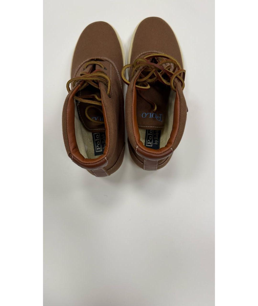 RALPH LAUREN Коричневые текстильные высокие кроссовки / кеды, фото 6