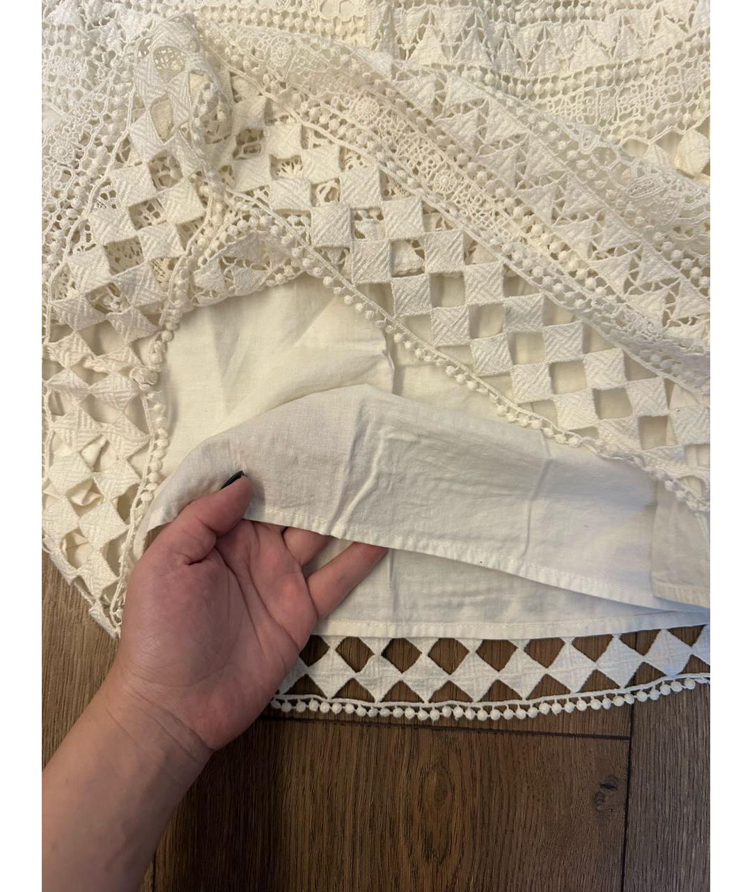 PHILOSOPHY DI LORENZO SERAFINI Белая хлопковая юбка мини, фото 3