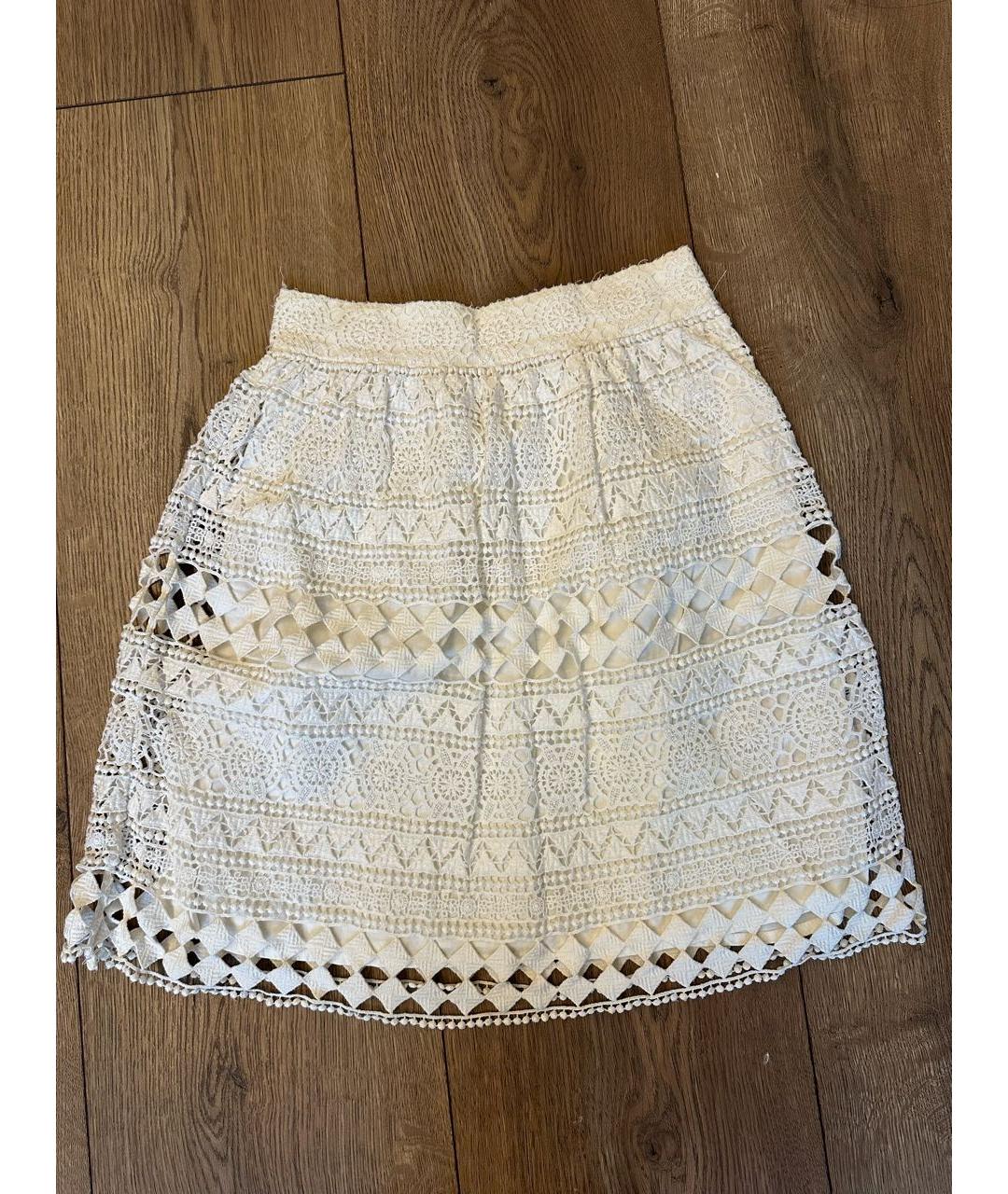 PHILOSOPHY DI LORENZO SERAFINI Белая хлопковая юбка мини, фото 7