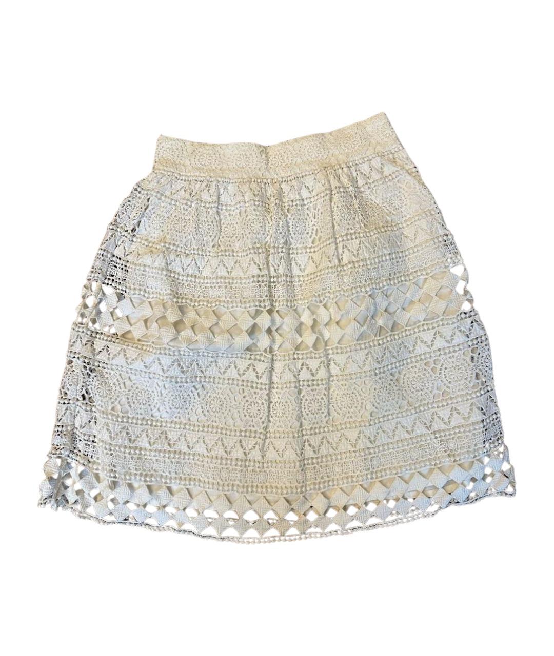 PHILOSOPHY DI LORENZO SERAFINI Белая хлопковая юбка мини, фото 1