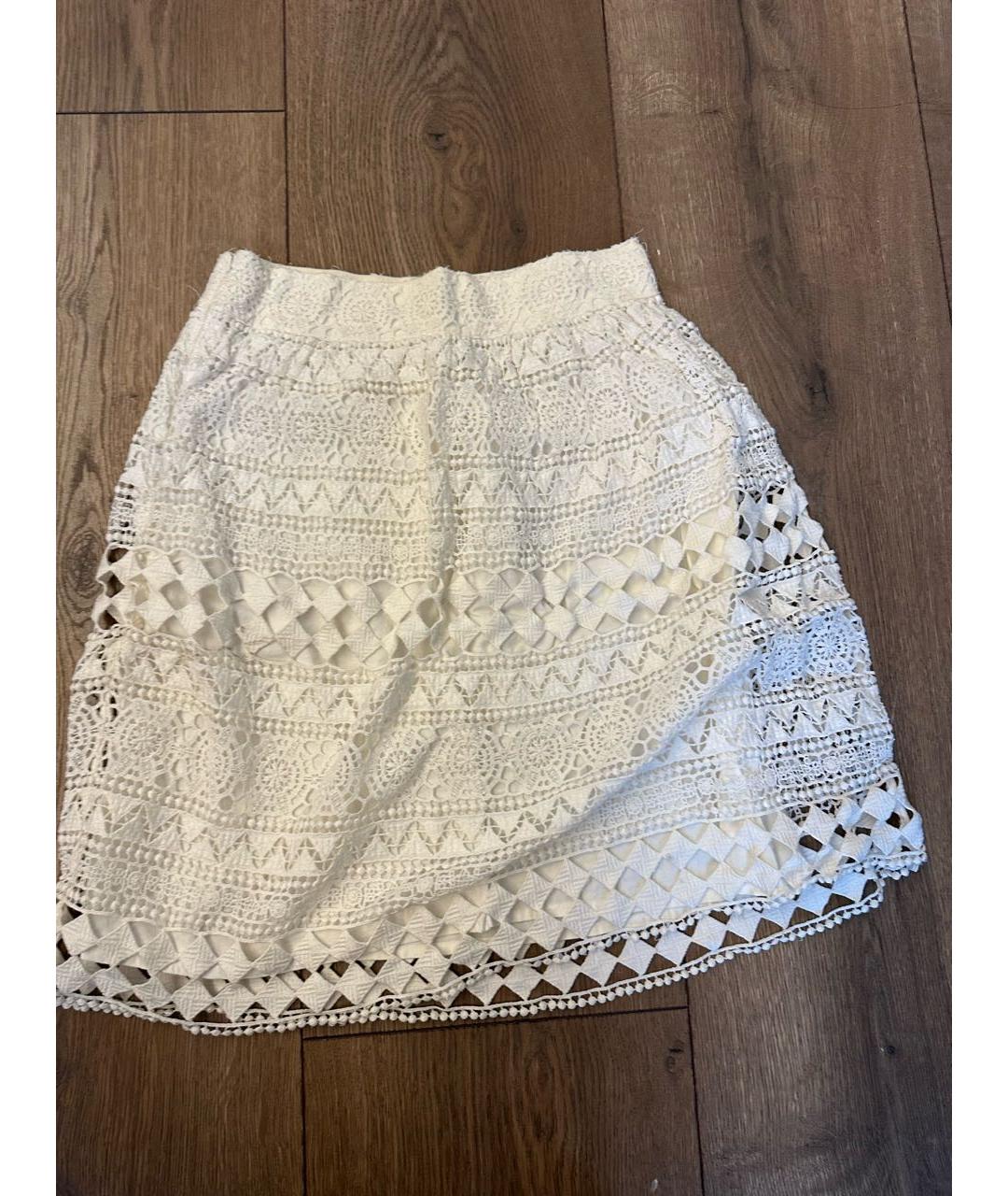 PHILOSOPHY DI LORENZO SERAFINI Белая хлопковая юбка мини, фото 2