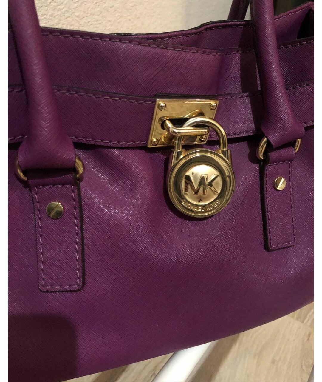MICHAEL KORS Фиолетовая кожаная сумка тоут, фото 6