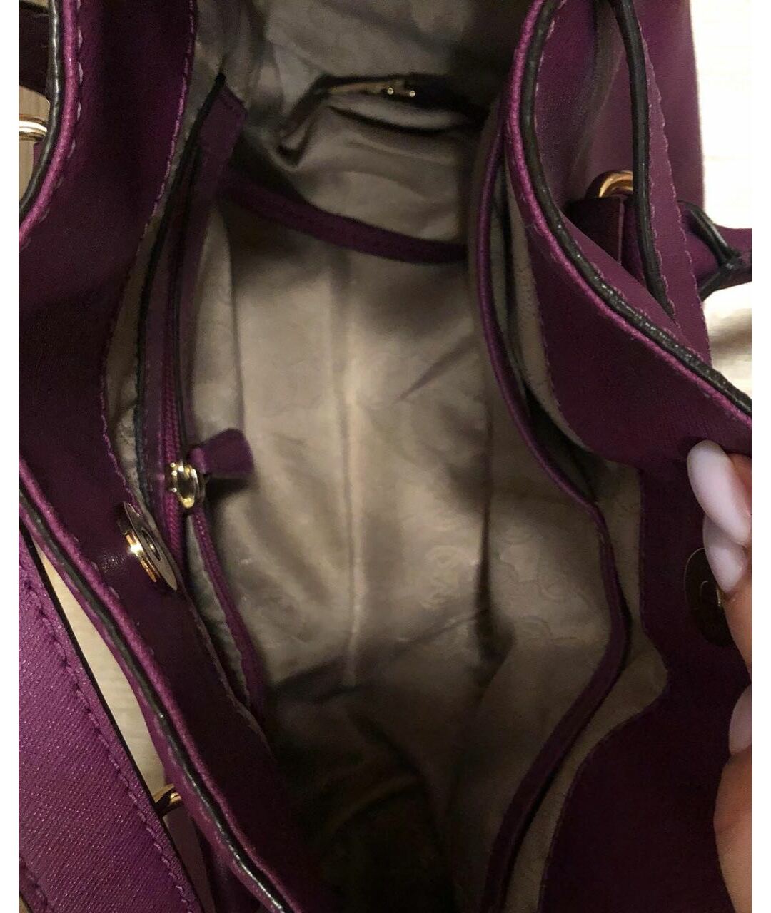 MICHAEL KORS Фиолетовая кожаная сумка тоут, фото 4