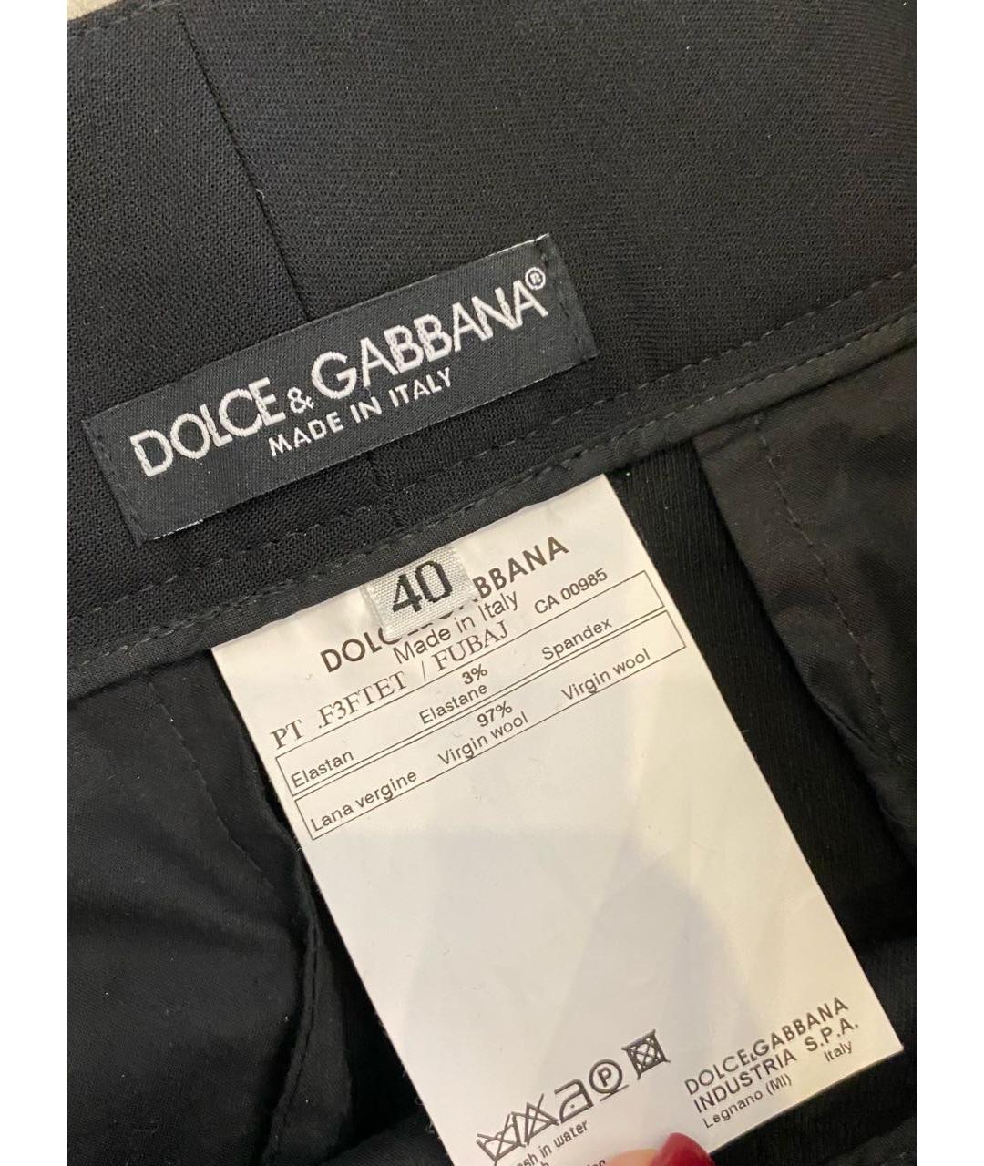 DOLCE&GABBANA Черные шерстяные прямые брюки, фото 5