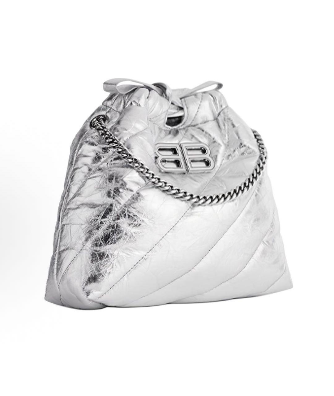BALENCIAGA Серебряная кожаная сумка тоут, фото 2