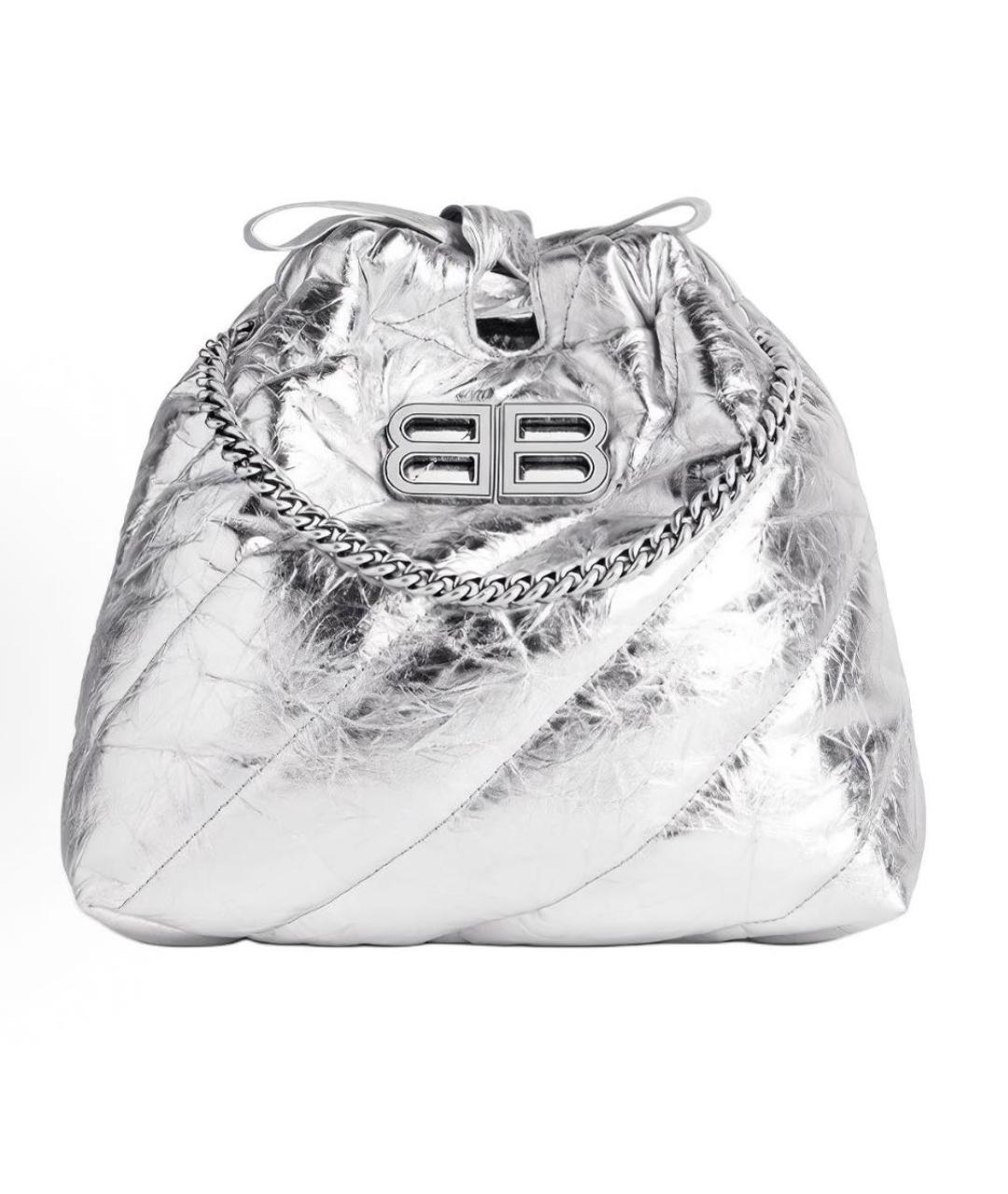 BALENCIAGA Серебряная кожаная сумка тоут, фото 5