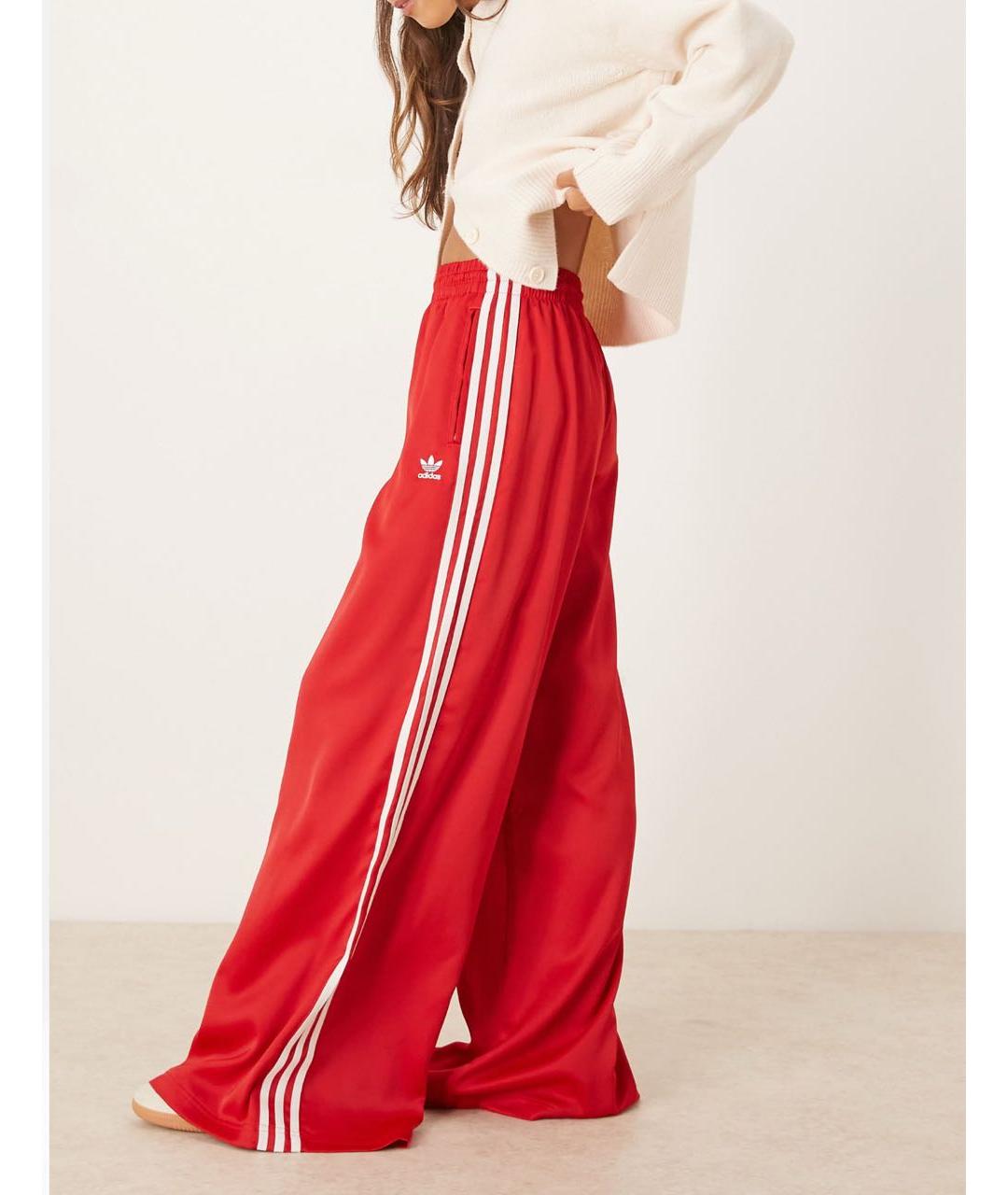 ADIDAS Красные полиэстеровые брюки широкие, фото 2
