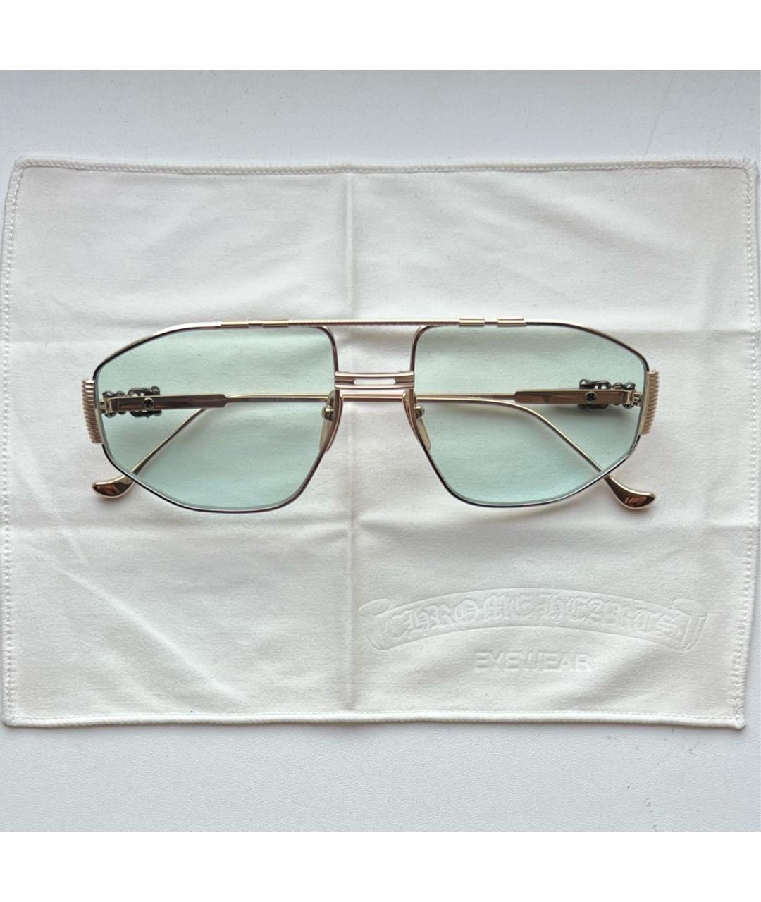 CHROME HEARTS Золотые металлические солнцезащитные очки, фото 9