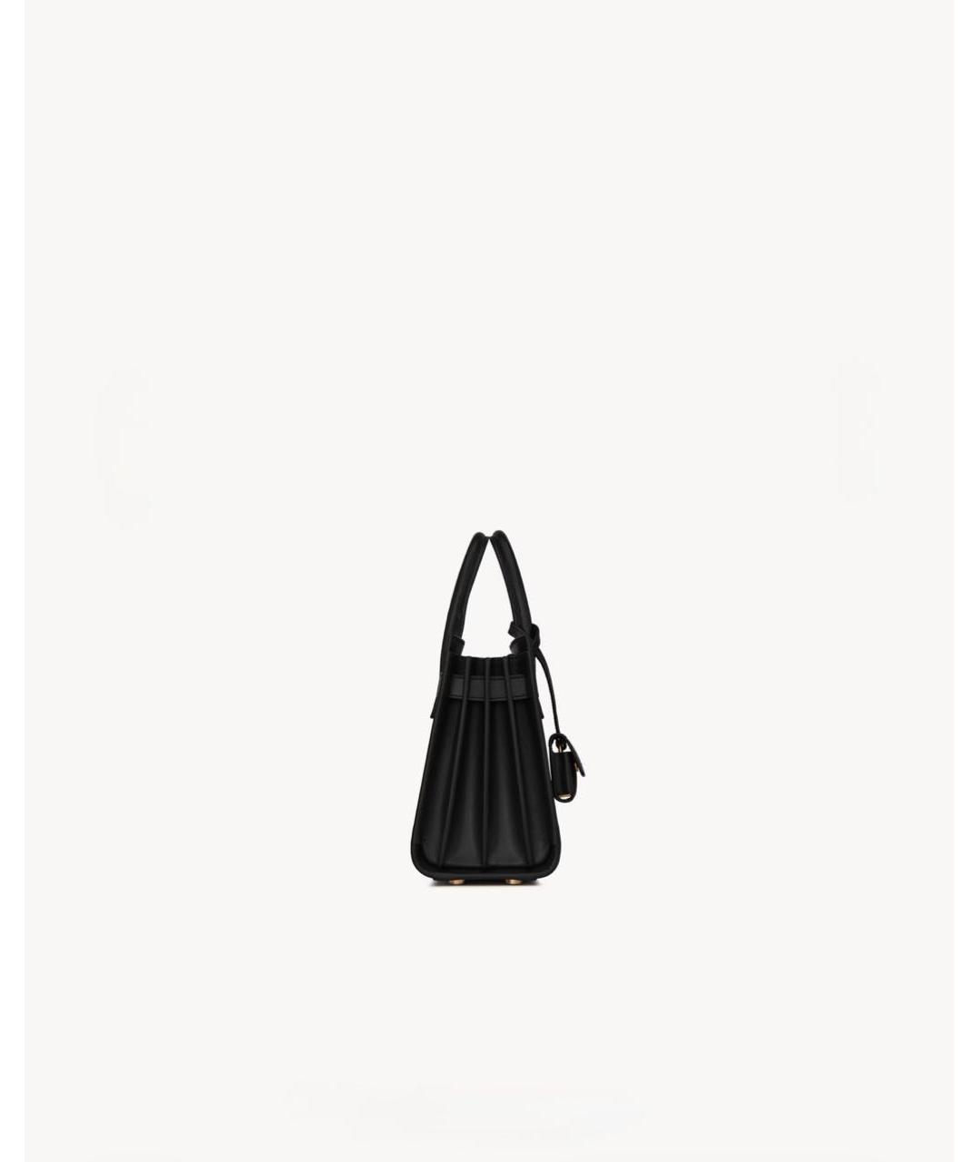 SAINT LAURENT Черная кожаная сумка тоут, фото 2