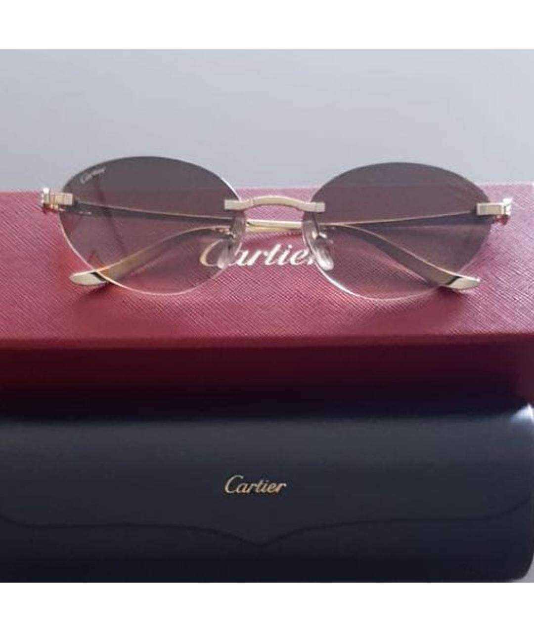 CARTIER Бежевые металлические солнцезащитные очки, фото 2
