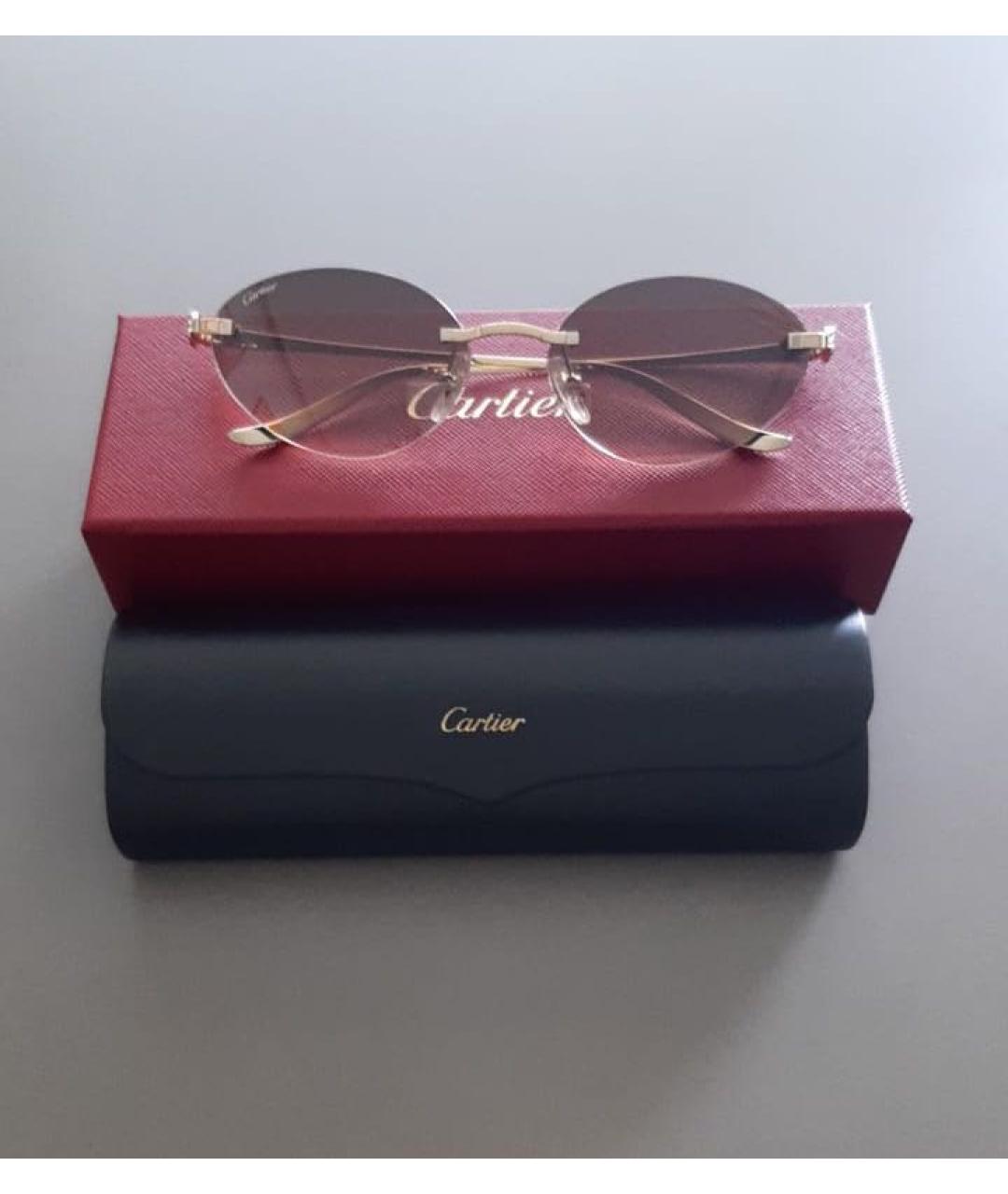 CARTIER Бежевые металлические солнцезащитные очки, фото 3