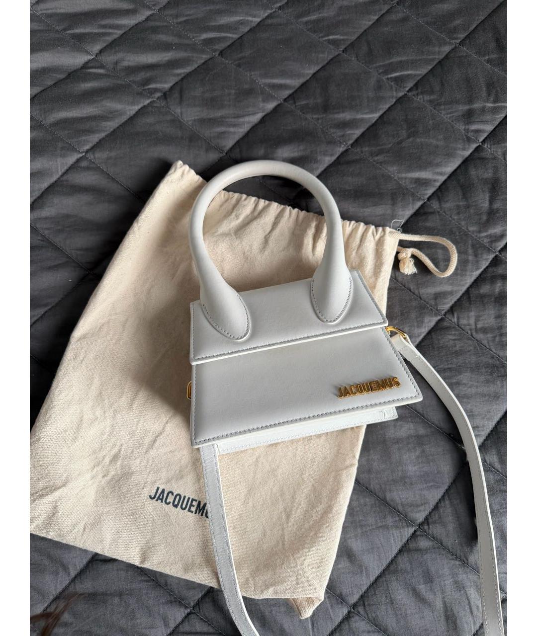 JACQUEMUS Белая кожаная сумка через плечо, фото 6