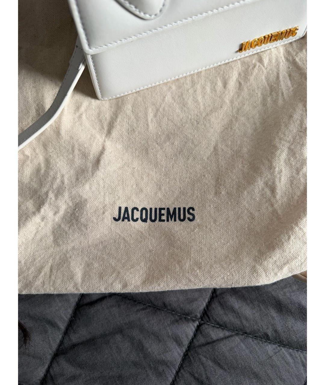 JACQUEMUS Белая кожаная сумка через плечо, фото 5