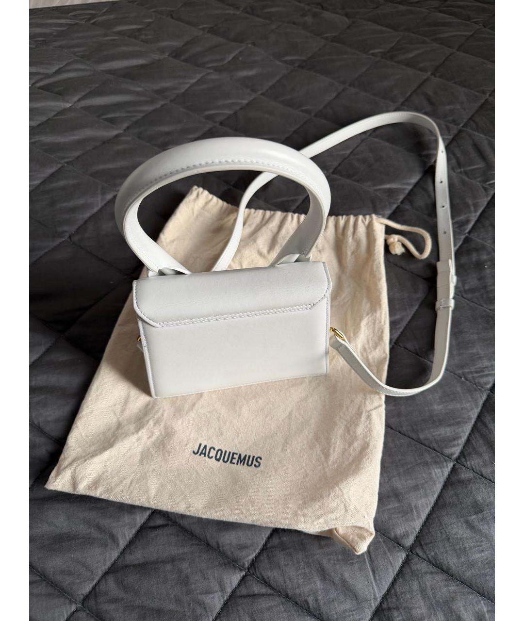 JACQUEMUS Белая кожаная сумка через плечо, фото 3