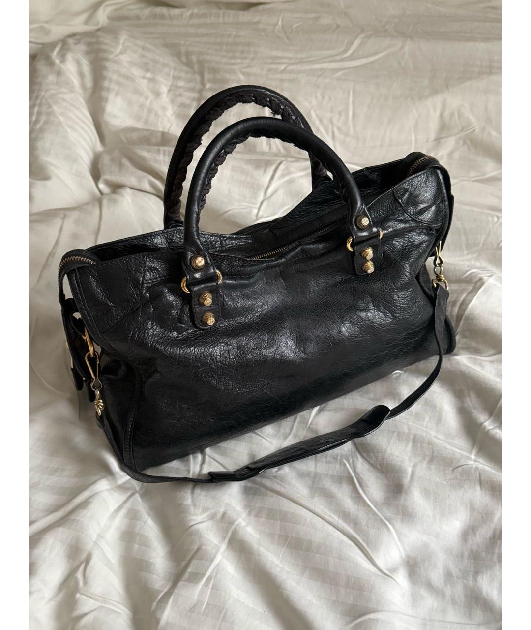 BALENCIAGA Черная кожаная сумка с короткими ручками, фото 2