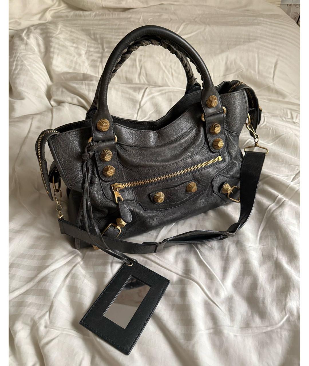 BALENCIAGA Серая кожаная сумка с короткими ручками, фото 9