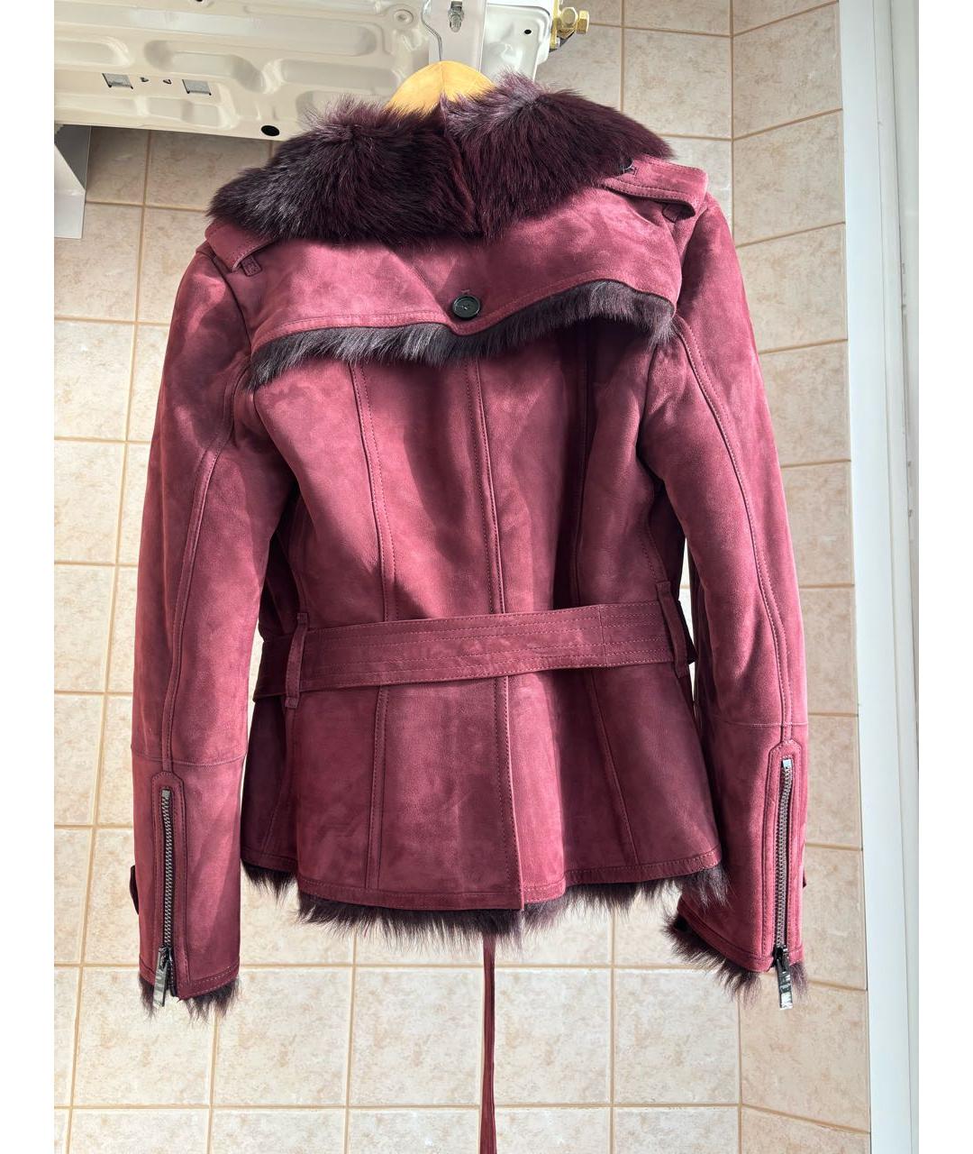BURBERRY Бордовая замшевая дубленка, фото 2