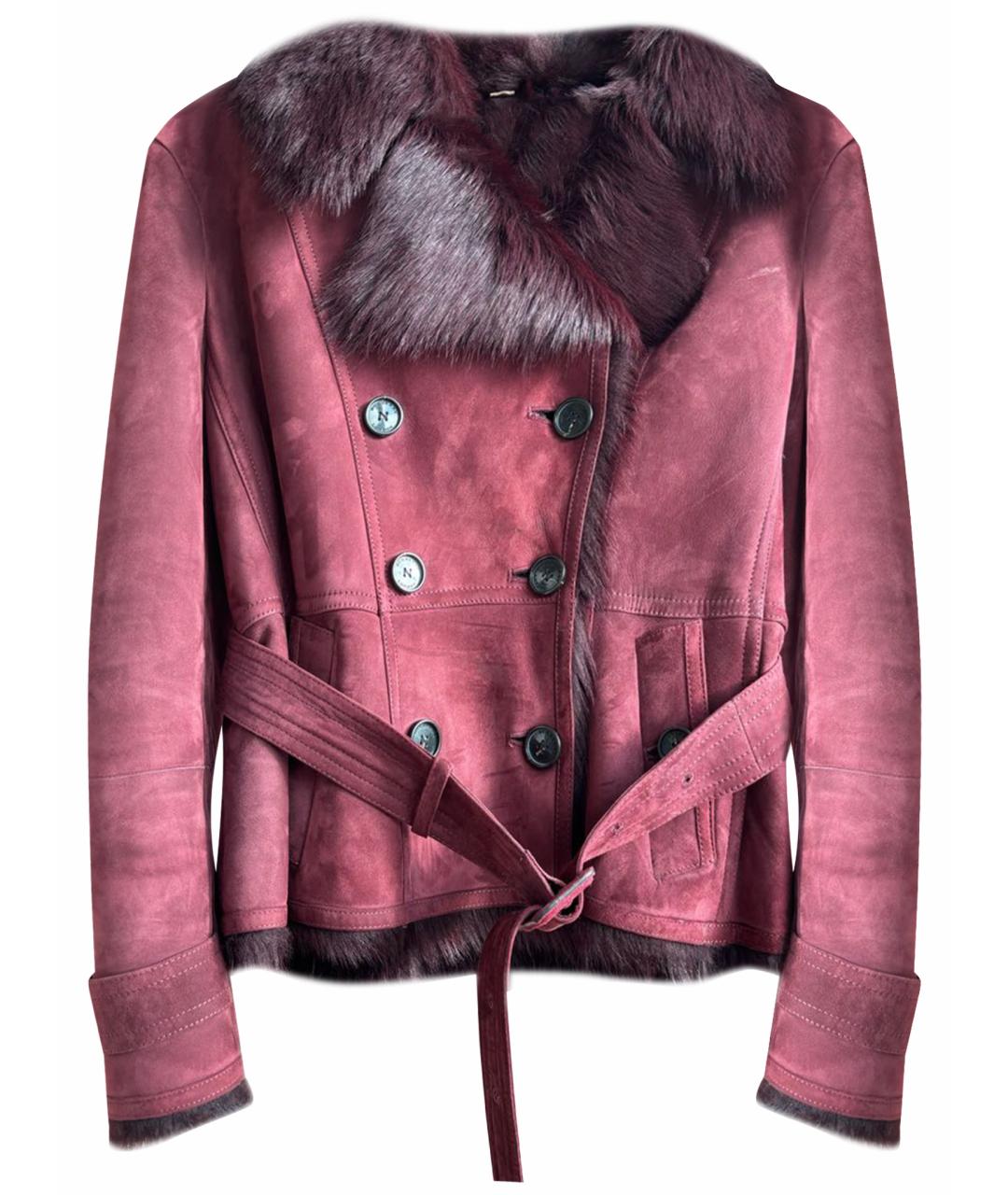 BURBERRY Бордовая замшевая дубленка, фото 1
