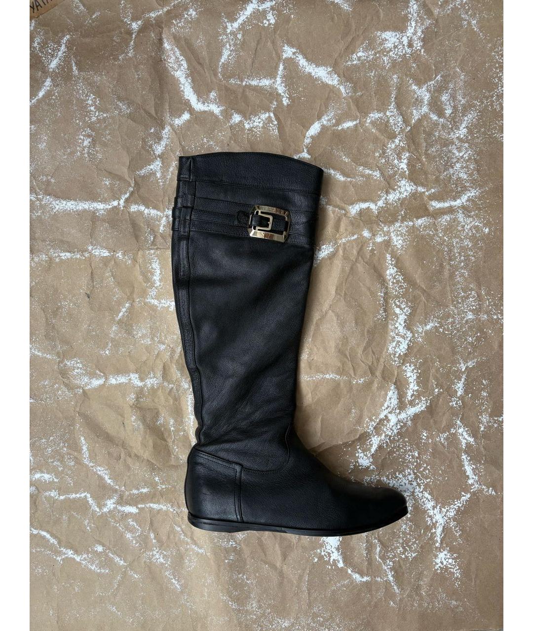 VERSUS VERSACE Черные кожаные сапоги, фото 8