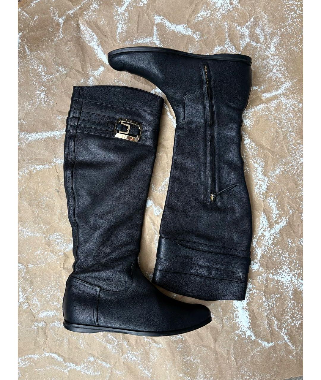 VERSUS VERSACE Черные кожаные сапоги, фото 2