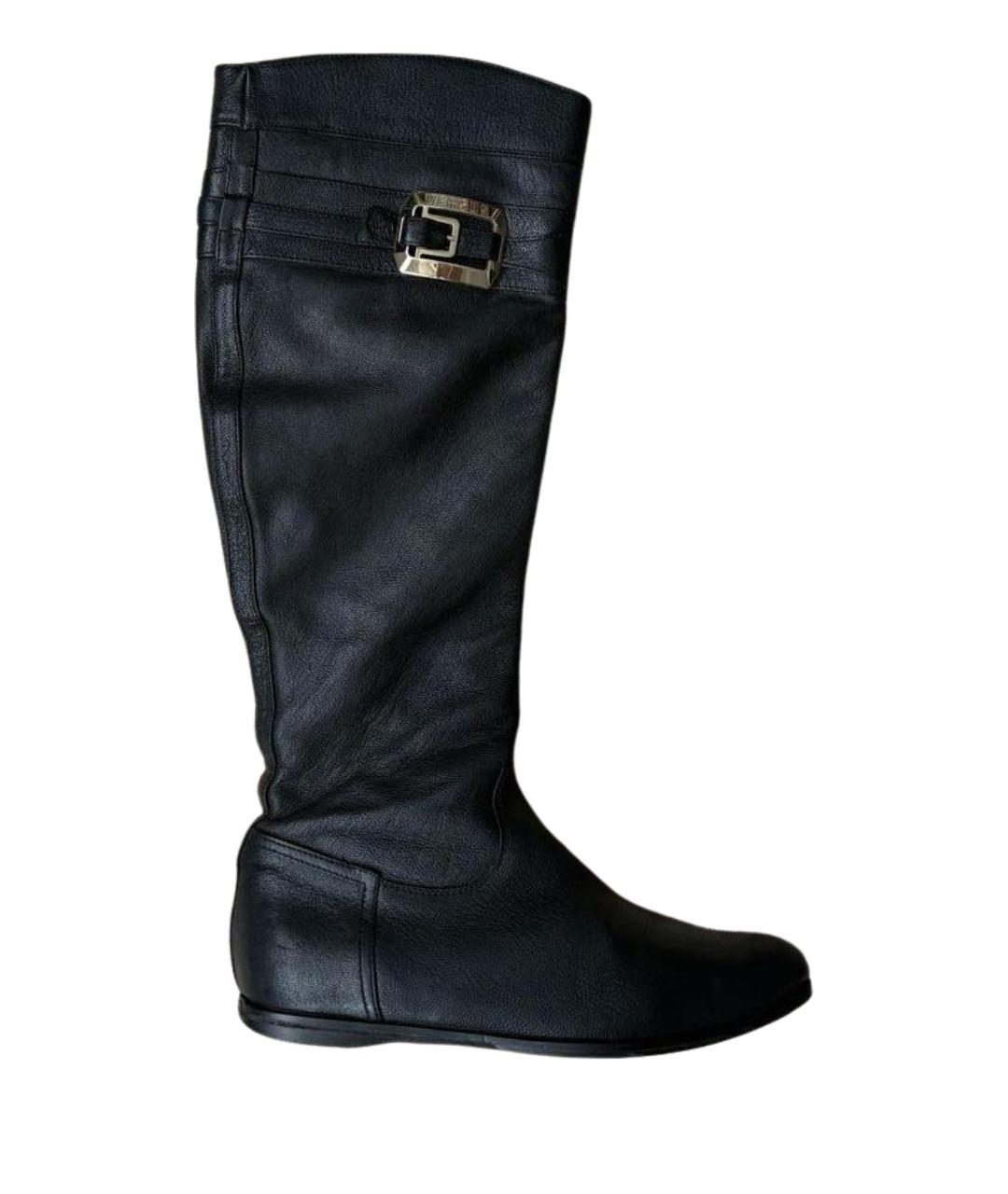 VERSUS VERSACE Черные кожаные сапоги, фото 1