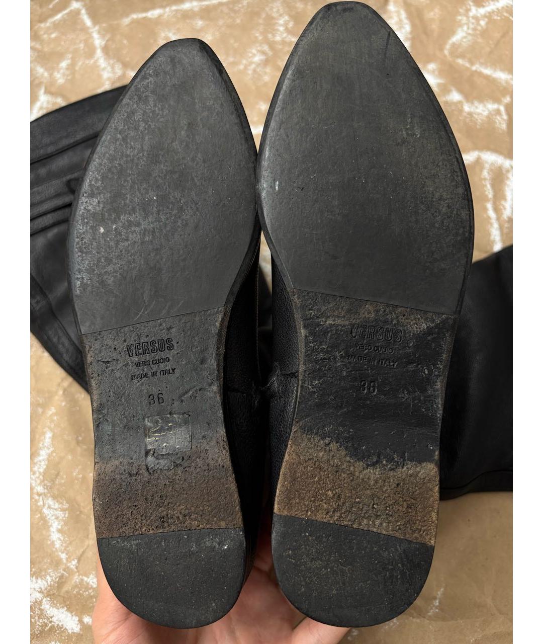 VERSUS VERSACE Черные кожаные сапоги, фото 5