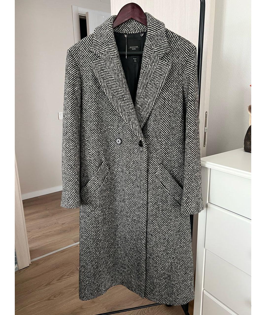 WEEKEND MAX MARA Серое шерстяное пальто, фото 4