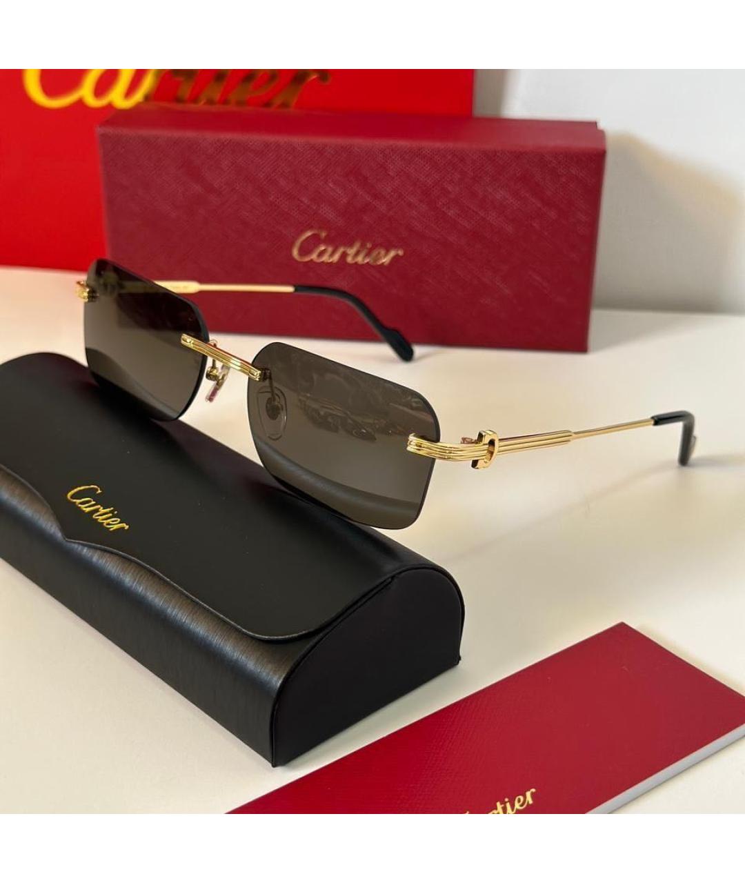 CARTIER Черные металлические солнцезащитные очки, фото 5