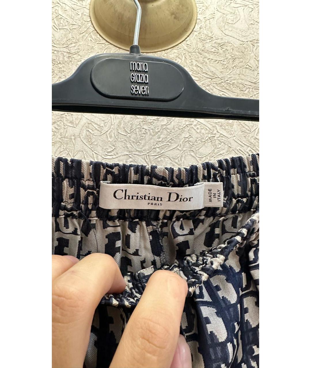 CHRISTIAN DIOR Темно-синий шелковый костюм с брюками, фото 6
