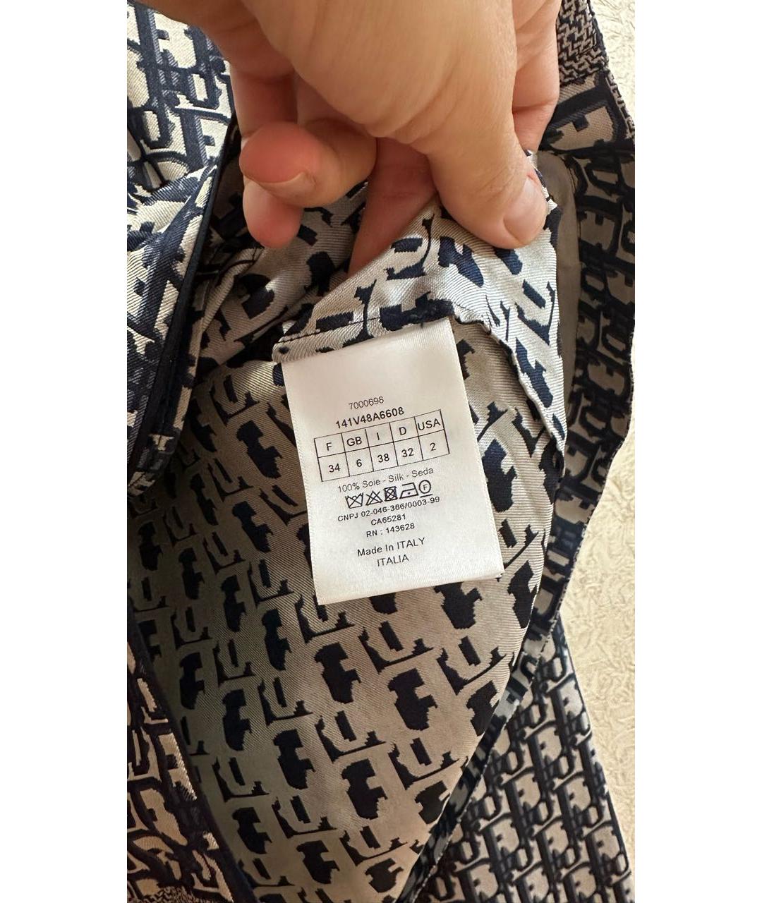 CHRISTIAN DIOR Темно-синий шелковый костюм с брюками, фото 3