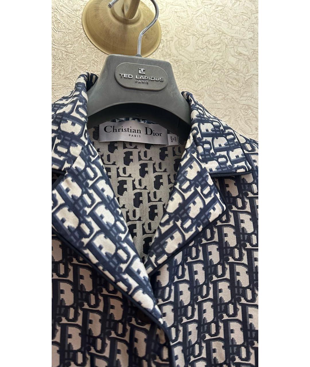 CHRISTIAN DIOR Темно-синий шелковый костюм с брюками, фото 2