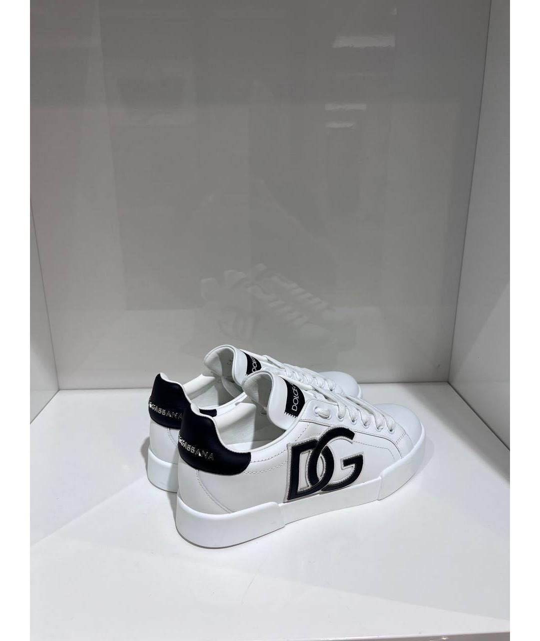 DOLCE&GABBANA Белые кожаные кеды, фото 3