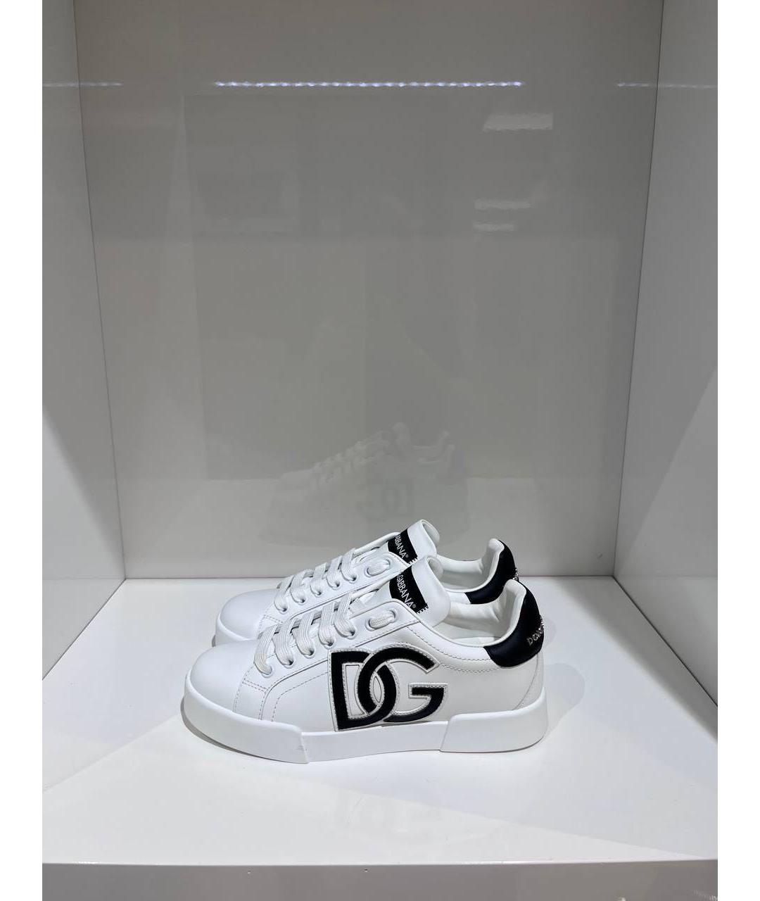 DOLCE&GABBANA Белые кожаные кеды, фото 4