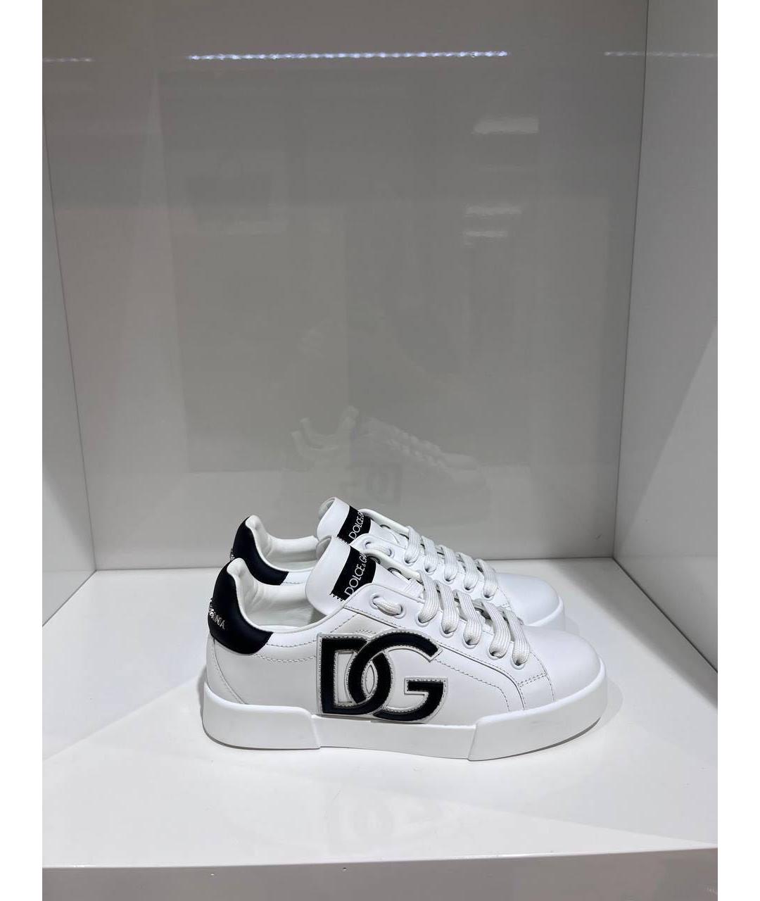 DOLCE&GABBANA Белые кожаные кеды, фото 2