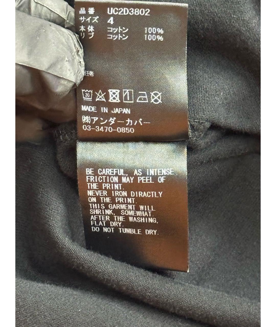 UNDERCOVER Черная хлопковая футболка, фото 8