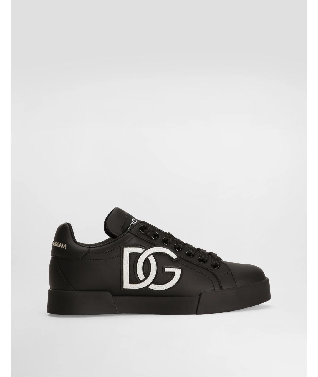 DOLCE&GABBANA Черные кожаные кеды, фото 5