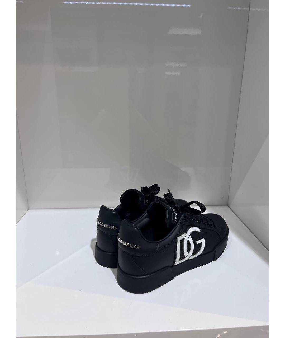 DOLCE&GABBANA Черные кожаные кеды, фото 4