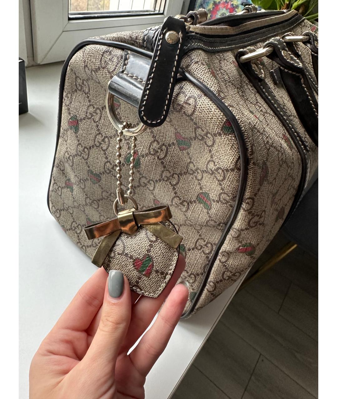 GUCCI Бежевая кожаная сумка с короткими ручками, фото 7