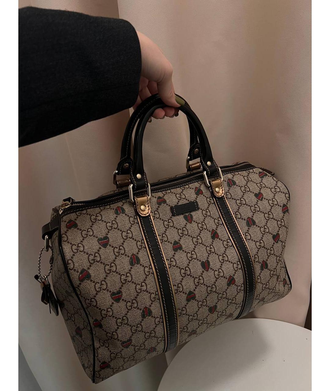 GUCCI Бежевая кожаная сумка с короткими ручками, фото 2