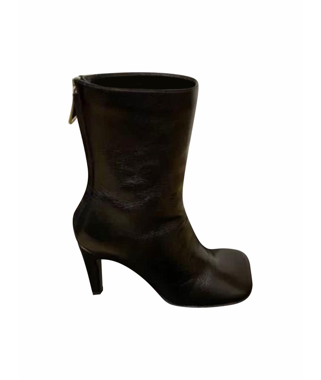 BOTTEGA VENETA Черные кожаные ботильоны, фото 1