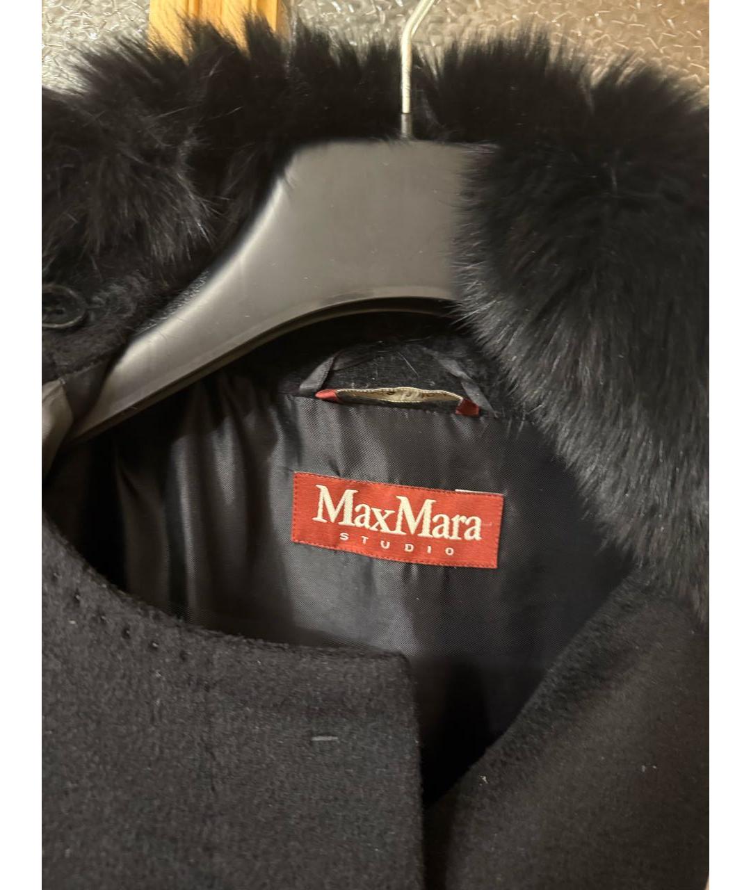 MAX MARA STUDIO Черное шерстяное пальто, фото 3