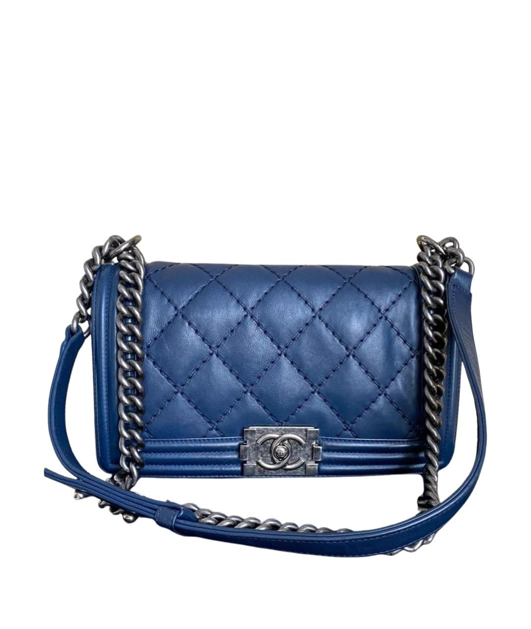 CHANEL Темно-синяя кожаная сумка через плечо, фото 1