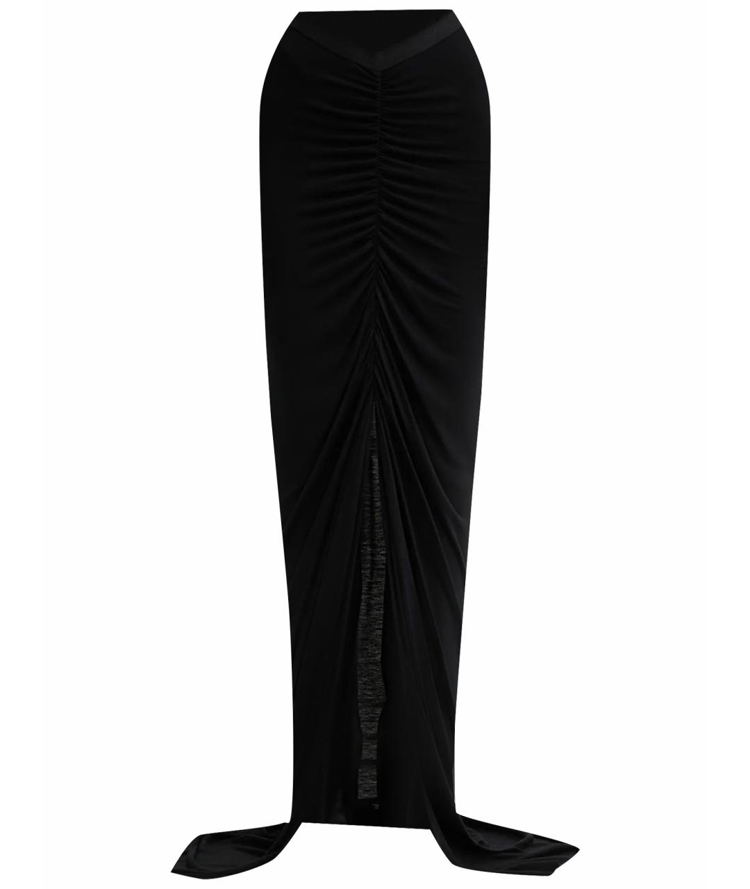 RICK OWENS Черная вискозная юбка макси, фото 1
