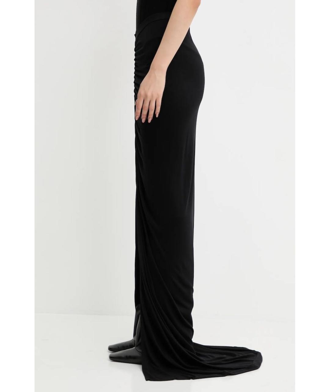 RICK OWENS Черная вискозная юбка макси, фото 2