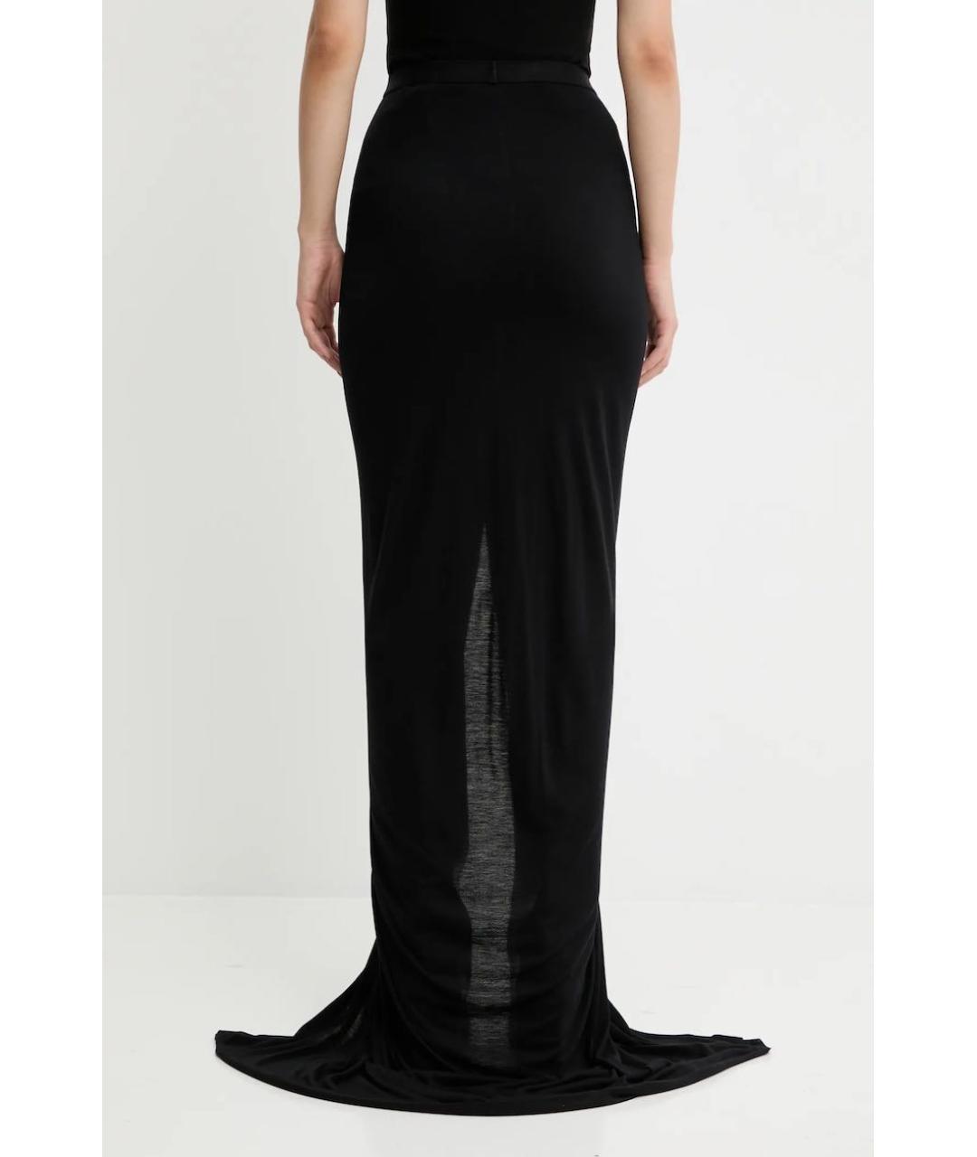 RICK OWENS Черная вискозная юбка макси, фото 3