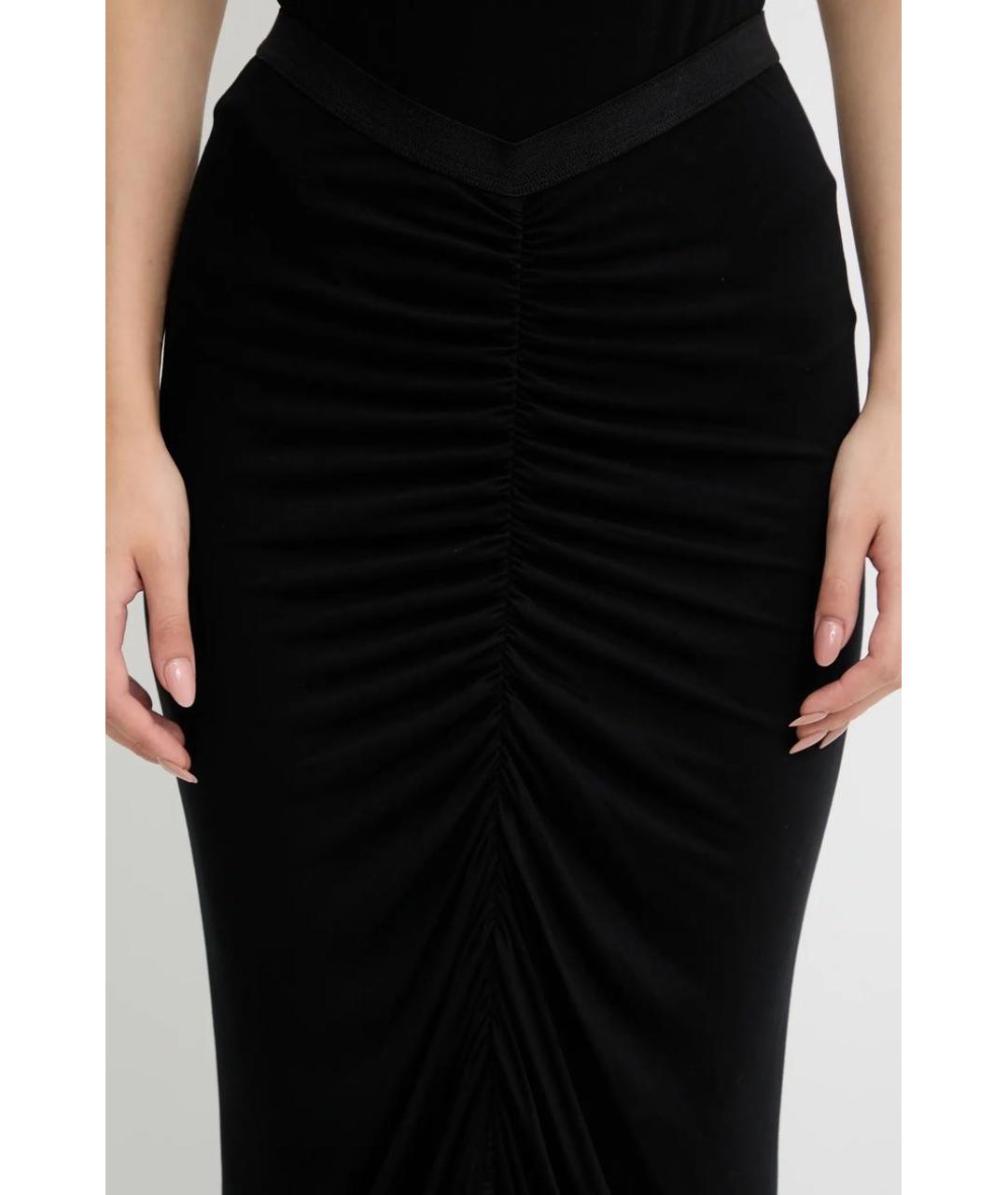 RICK OWENS Черная вискозная юбка макси, фото 4