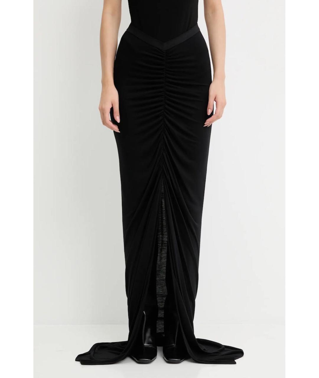 RICK OWENS Черная вискозная юбка макси, фото 5