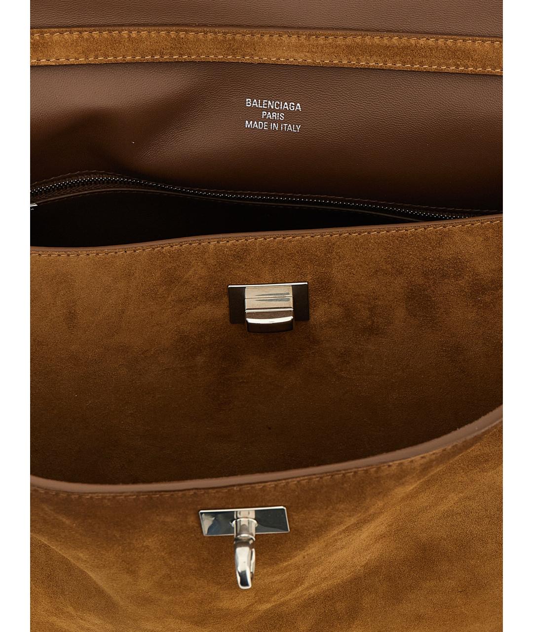 BALENCIAGA Коричневая замшевая сумка тоут, фото 2