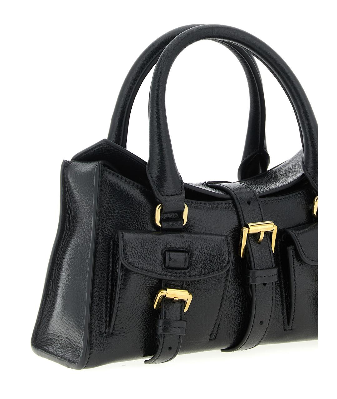 MULBERRY Черная кожаная сумка с короткими ручками, фото 3