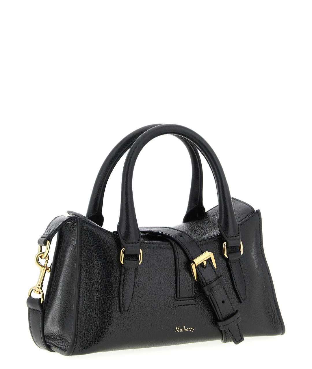 MULBERRY Черная кожаная сумка с короткими ручками, фото 2